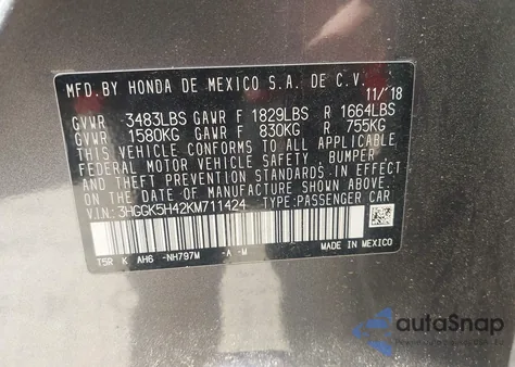 2019 Honda Fit Lx from USA, damaged, VIN 3HGGK5H42KM711424